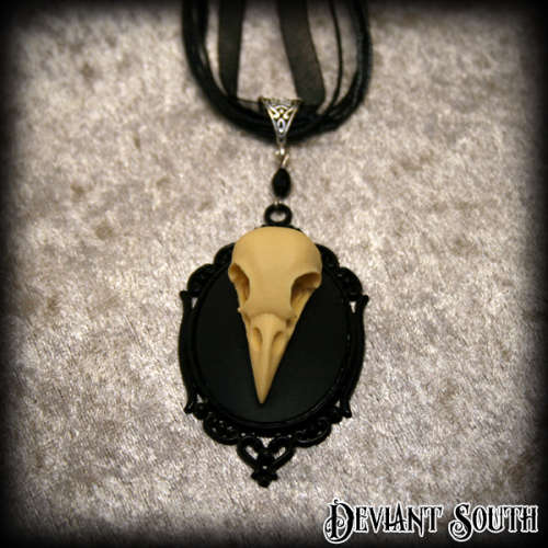 Deviant South Memento Mori Necklace featuring Large 3D Bird Skull Cameo