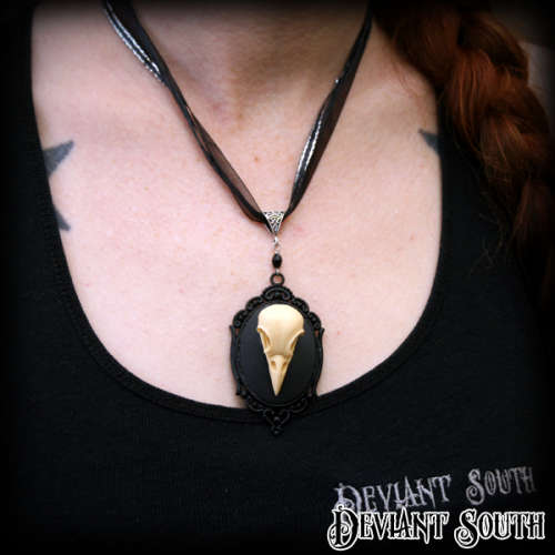Deviant South Memento Mori Necklace featuring Large 3D Bird Skull Cameo