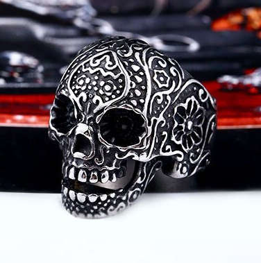 Stainless Steel Sugar Skull Ring - Size 12 (US) | Y (UK)