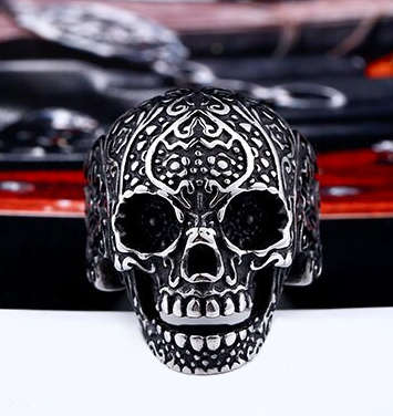 Stainless Steel Sugar Skull Ring - Size 12 (US) | Y (UK)