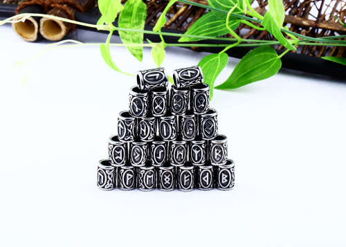 Viking Rune Stainless Steel Hair / Beard Bead (single) -- T