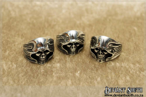 Stainless Steel Reaper Hooded Biker Skull Ring - Silver - Size 10 (US) | U (UK)