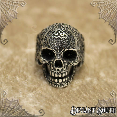 Stainless Steel Sugar Skull Ring - Size 12 (US) | Y (UK)