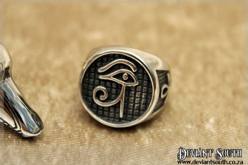 Stainless Steel Egyptian Eye of Ra Ankh Ring Size 9 (US) | S (UK)