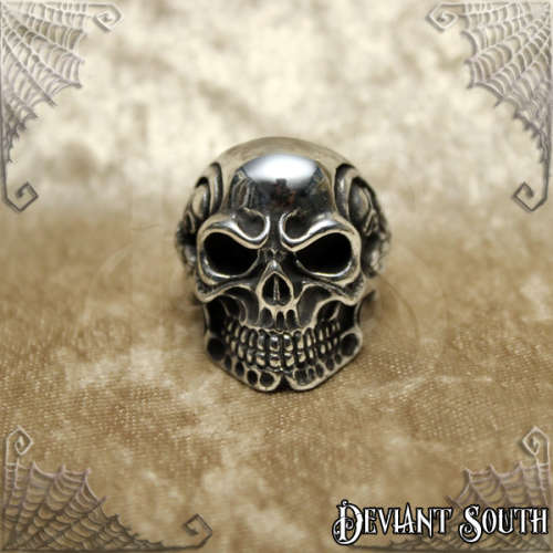 Stainless Steel Biker Smiling Skull Ring Size 8 (US) | Q (UK)