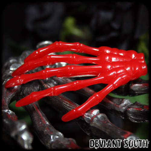 Skeleton Hand Hair Clip - Red