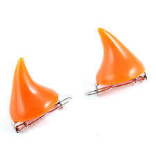 Horn Hair Clips (set of 2) - Bright Orange