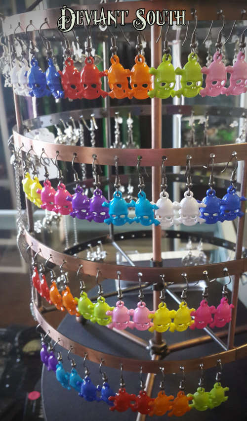 Acrylic Skull Earrings - Purple