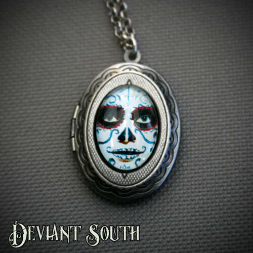 Sugar Skull Lady Cabochon 13x18mm Locket