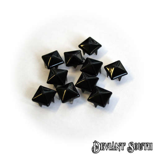 DIY Square Pyramid Leathercraft Rivet 9mm Black - 10pcs