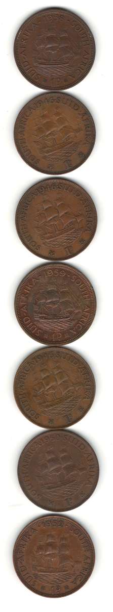 **R1 START - 7 x 1 Penny (3x1946, 1950, 1952, 1959, 1958)