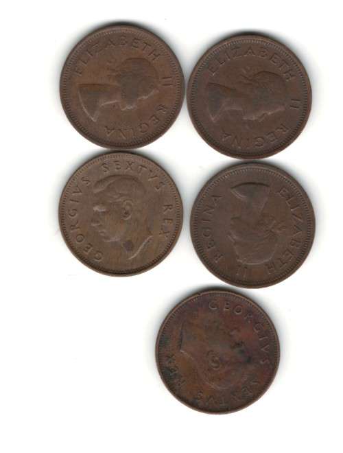 **R1 START - 5 X 1/4 Penny (2X1953, 1952, 1954. 1950)
