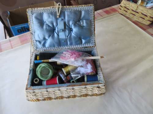 SEWING BOX FILLED WITH PLENTY OF ITEMS - AS PER SCAN