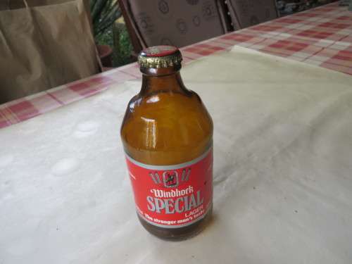 EMPTY BEER BOTTLE - WINDHOEK SPECIAL - S.W.A.  - AS PER SCAN B6