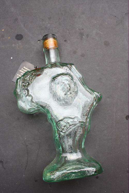 GLASS BOTTLE - SHAPE OF AFRICA - AFRICAN GOLD - SWAZILAND - PLEASE HAVE A LOOK