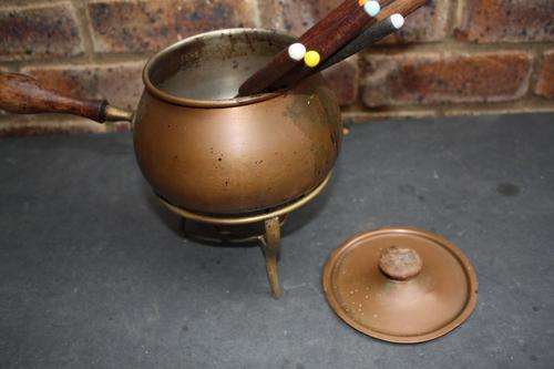 OLD COPPER FONDUE SET  - PLEASE HAVE A LOOK