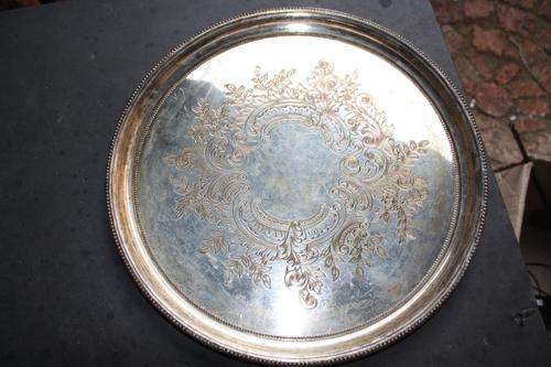 SILVER PLATED PLATE - 360 MM DIAM. - 25 MM HIGH - NO MARKINGS - PLEASE HAVE A LOOK
