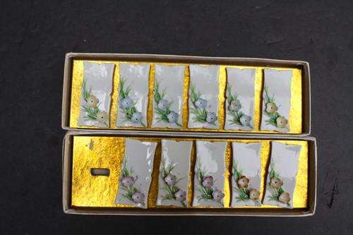 11 CERAMIC PLACE NAME HOLDERS  WITH FLOWERS - 60 X 30 MM - PLEASE HAVE A LOOK