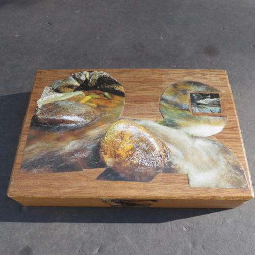 WOODEN BOX - 220 X 150 MM - I THINK IT IS A CIGAR BOX - PLEASE HAVE A LOOK