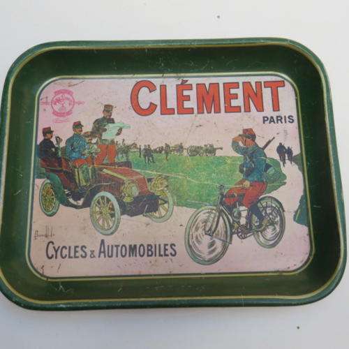 METAL BAR TRAY - 340 X 275 MM - 30 MM HIGH - CLEMENT PARIS - CYCLES & AUTOMOBILES