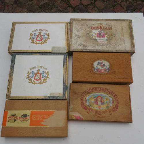 SIX HIGHLY COLLECTABLE WOODEN CIGAR OR CIGARILLO BOXES