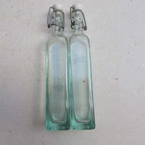 TWO GLASS BOTTLE FOR OIL AND VINEGAR - 200 MM HIGH - 100 ML. - ITALY