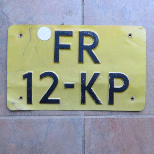 OLD SINGLE METAL NUMBER PLATE - FR 12 - KP - NETHERLANDS