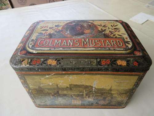 OLD COLMAN'S MUSTARD TIN - 200 X 135 MM - 140 MM HIGH