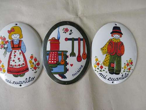 THREE OVAL ENAMEL SIGNS - 90 X 120 MM - AS PER SCAN