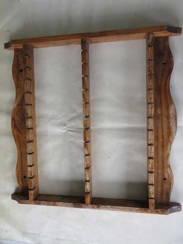 WOODEN SOUVENIR SPOON RACK - 380 X 400 MM - FOR 36 SPOONS - NEEDS SOME NEW VARNISHING - AS PER SCAN