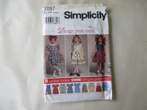 SIMPLICITY - PATTERN NO. 7097 - SIZE AA 3,4,5, 6-  FACTORY FOLDED - AS PER SCAN
