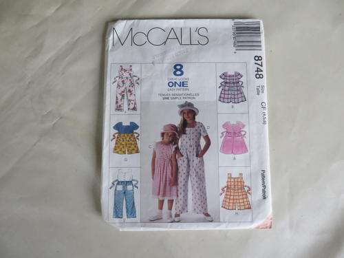 MCCALL'S - PATTERN NO. 8748 - SIZE CF 4,5,6 -  FACTORY FOLDED - AS PER SCAN