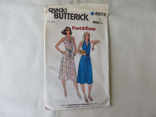 BUTTERICK - PATTERN NO.6072  - ONE SIZE  - FACTORY FOLDED - AS PER SCAN