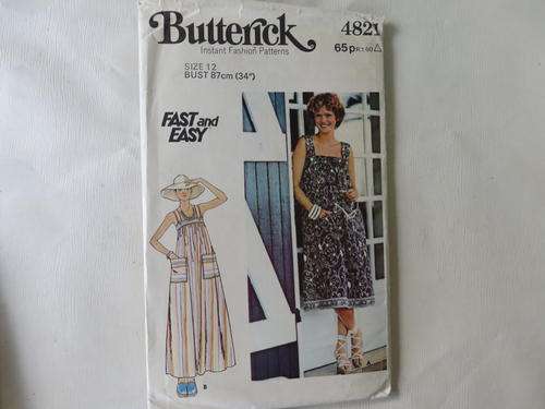 BUTTERICK - PATTERN NO. 4821 - SIZE 12 - BUST 34 - FACTORY FOLDED - AS PER SCAN
