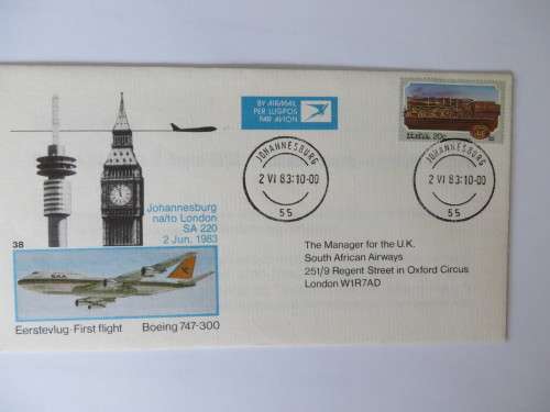 FIRST FLIGHT BOEING 747-300 NO. 38 - JOHANNESBURG- LONDON