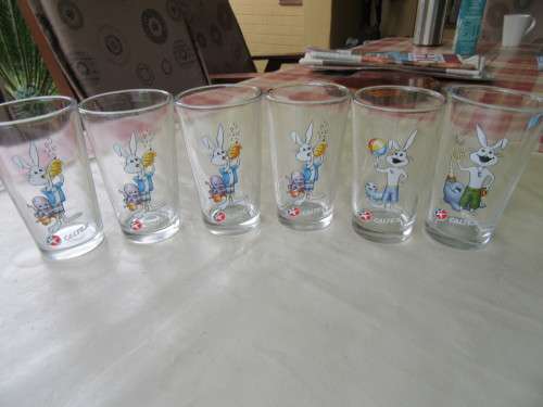 SIX CALTEX GLASSES - THE WHITE RABBIT - AS PER SCAN