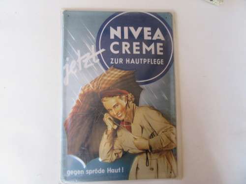 TIN SIGN - 195 X 300 MM - NIVEA CREME JETZT ZUR HAUTPFLEGE - AS PER SCAN