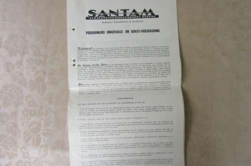 SANTAM - PERSOONLIKE ONGEVALLE- EN SIEKTE-VERSEKERING - SEPTEMBER 1957 - AS PER SCAN