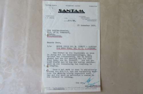 SANTAM - AANKOOP VAN NUWE FORD - 23 DESEMBER 1955 - AS PER SCAN
