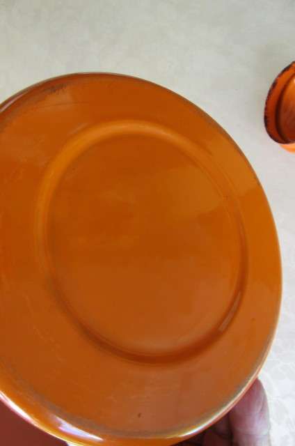 SCARCE ORANGE ENAMEL COFFEE / TEA / WATER KETTLE - 160 MM DIAM. - 110 MM HIGH - AS PER SCAN