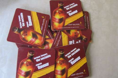 12 DOUBLE SIDED RED LABEL COASTERS - AS PER SCAN - WILL COMBINE POSTAGE