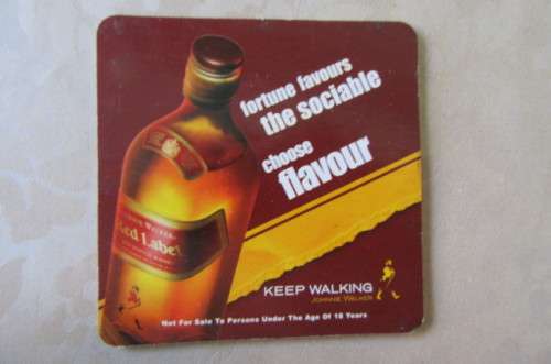 12 DOUBLE SIDED RED LABEL COASTERS - AS PER SCAN - WILL COMBINE POSTAGE