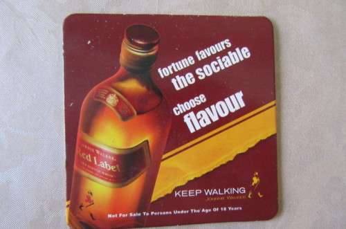 12 DOUBLE SIDED RED LABEL COASTERS - AS PER SCAN - WILL COMBINE POSTAGE