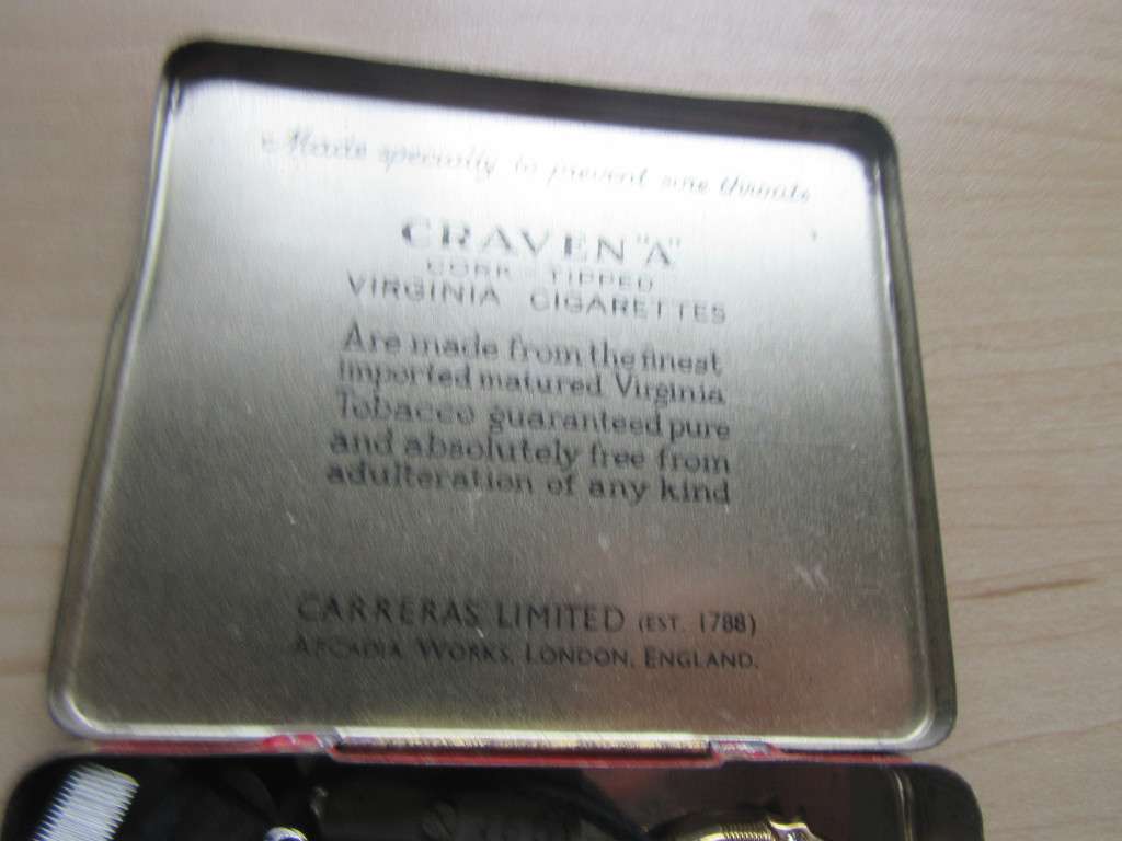 CRAVEN `A` JUNK TIN WITH GOODDIES INSIDE - AS PER SCAN- MD