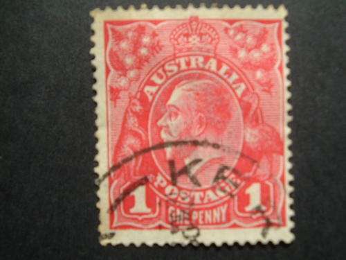 KING GEORGE 1d CARMINE-RED 1914 DIE II FLAW