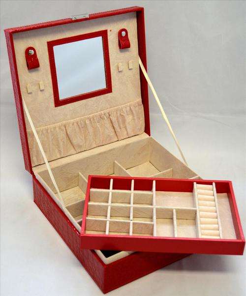 Jewellery Display Box - Red Patent PU Leather