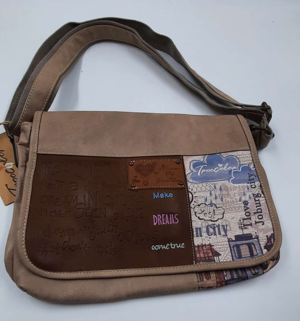 SHOULDER SLING BAG BY TROOCOLOR!(COTTON ROAD) /BEIGE