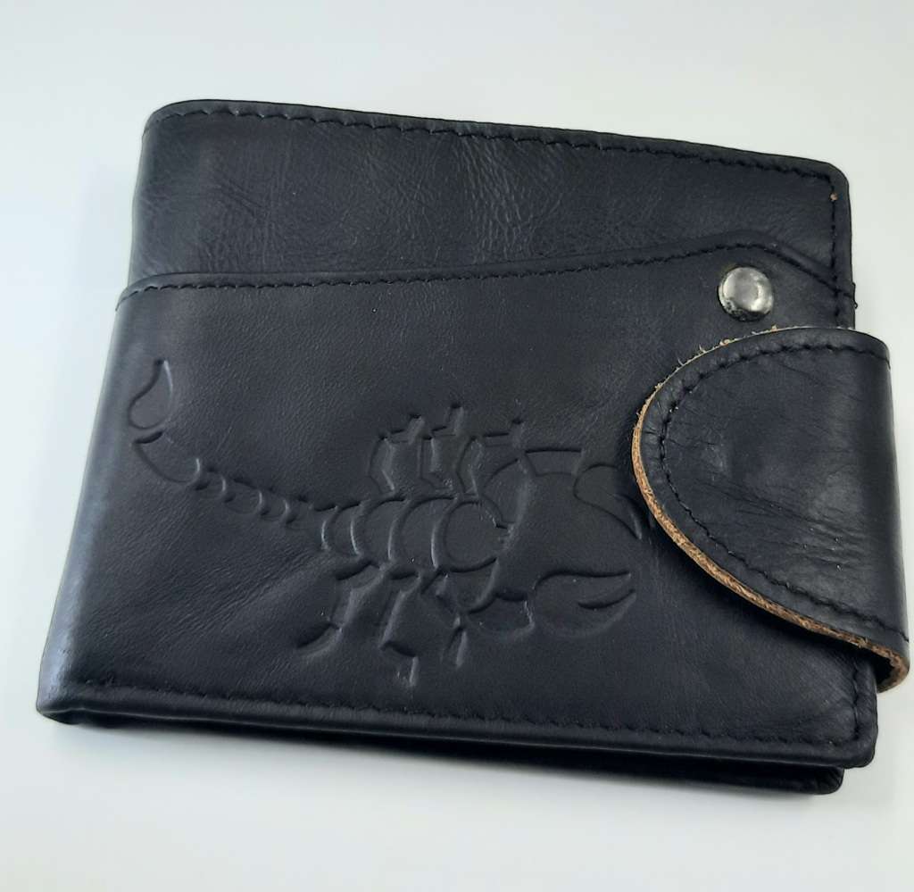 Genuine leather wallet by CAMEL MOUNTAIN##in BLACK##