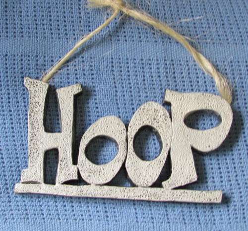 HOOP  single word in resin,black base with white