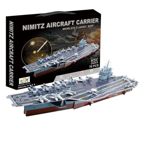 3D Puzzle Nimitz Aircraft Carrier Military Jigsaw Puzzle, 70 PCS, 30.3" x 7.1" x 7.5"